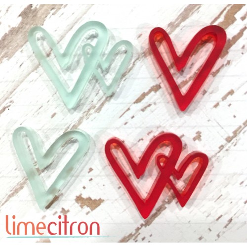 Acrylic-red and turquoise hearts